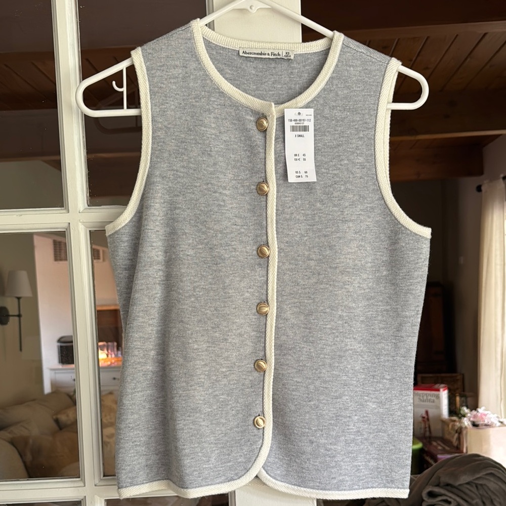 Abercrombie & Fitch Gray Tank Top with Cream Trim